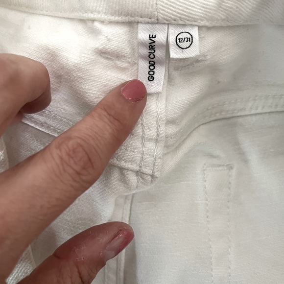 Good American Good Curve White High Waist Raw Hem Jeans 12 - Picture 5 of 13